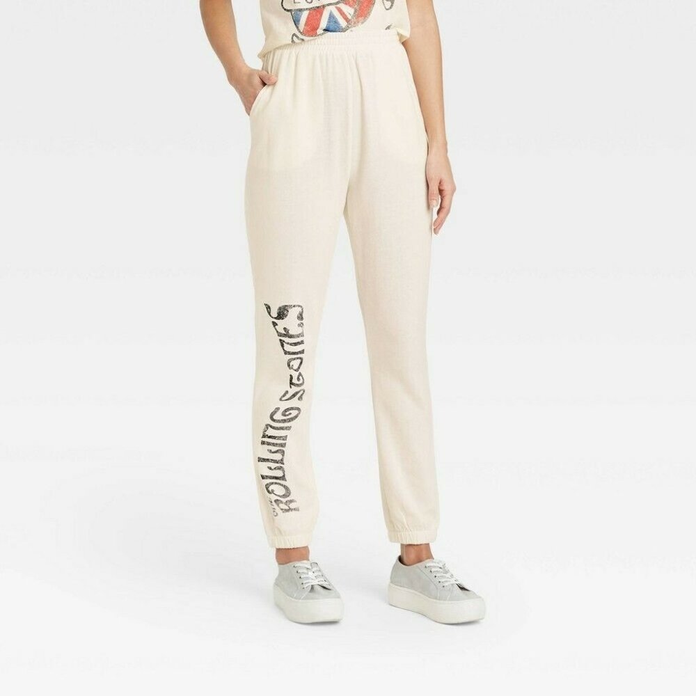 The Rolling Stones Cream Off White Sweat Pants Women's Juniors Small S